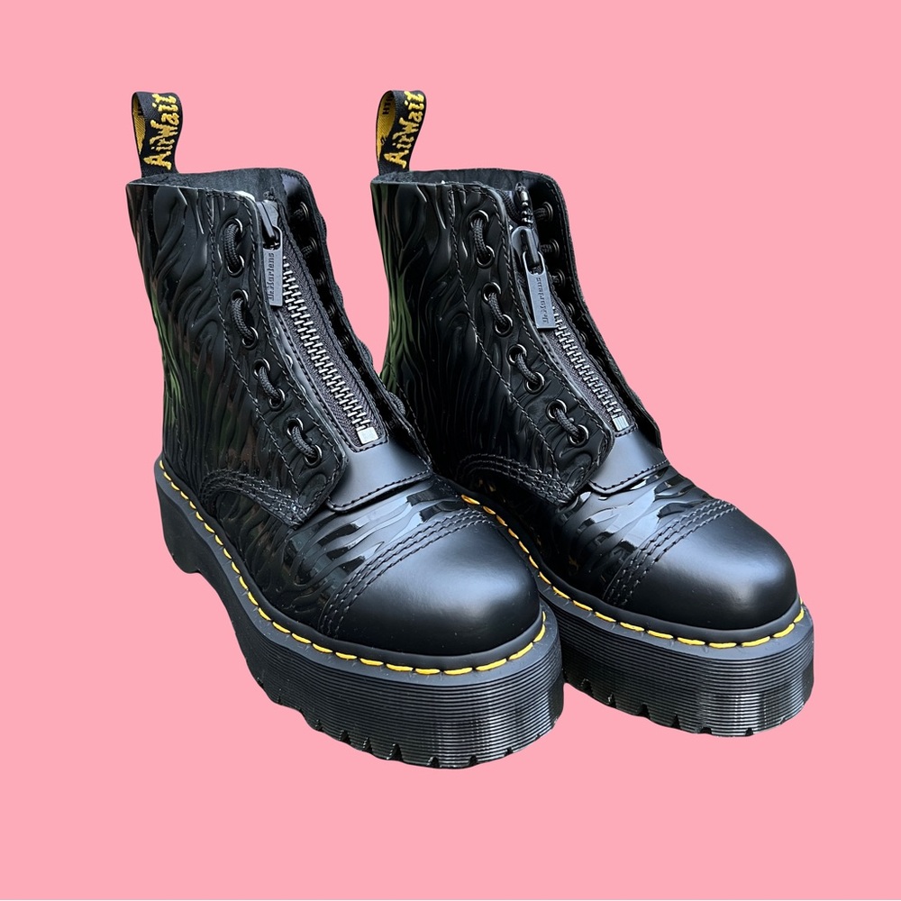 Dr. Martens Sinclair Zebra Emboss Smooth Leather Platform Boots